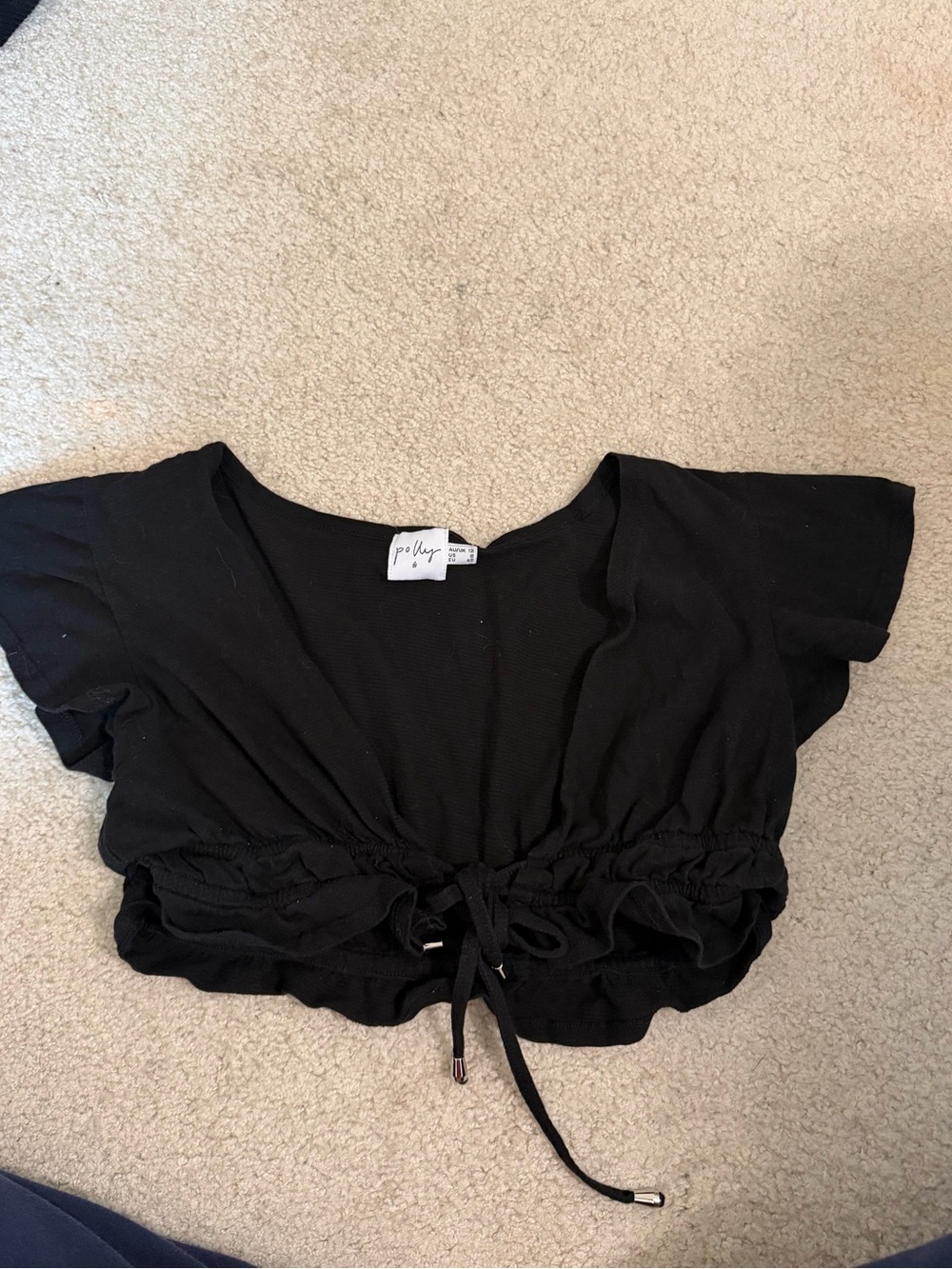 Polly Black Drawstring Crop Top